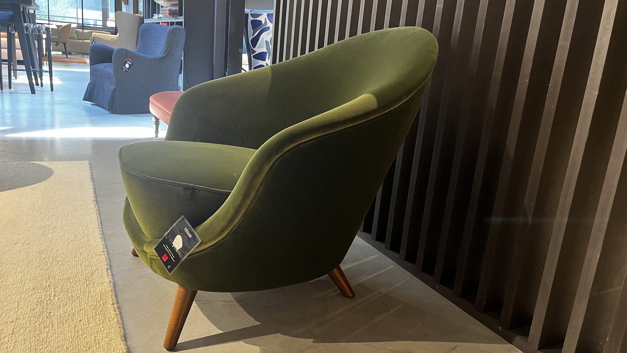 Vegas armchair in Velluti kaki – Marie’s Corner ex-display at MC Circle